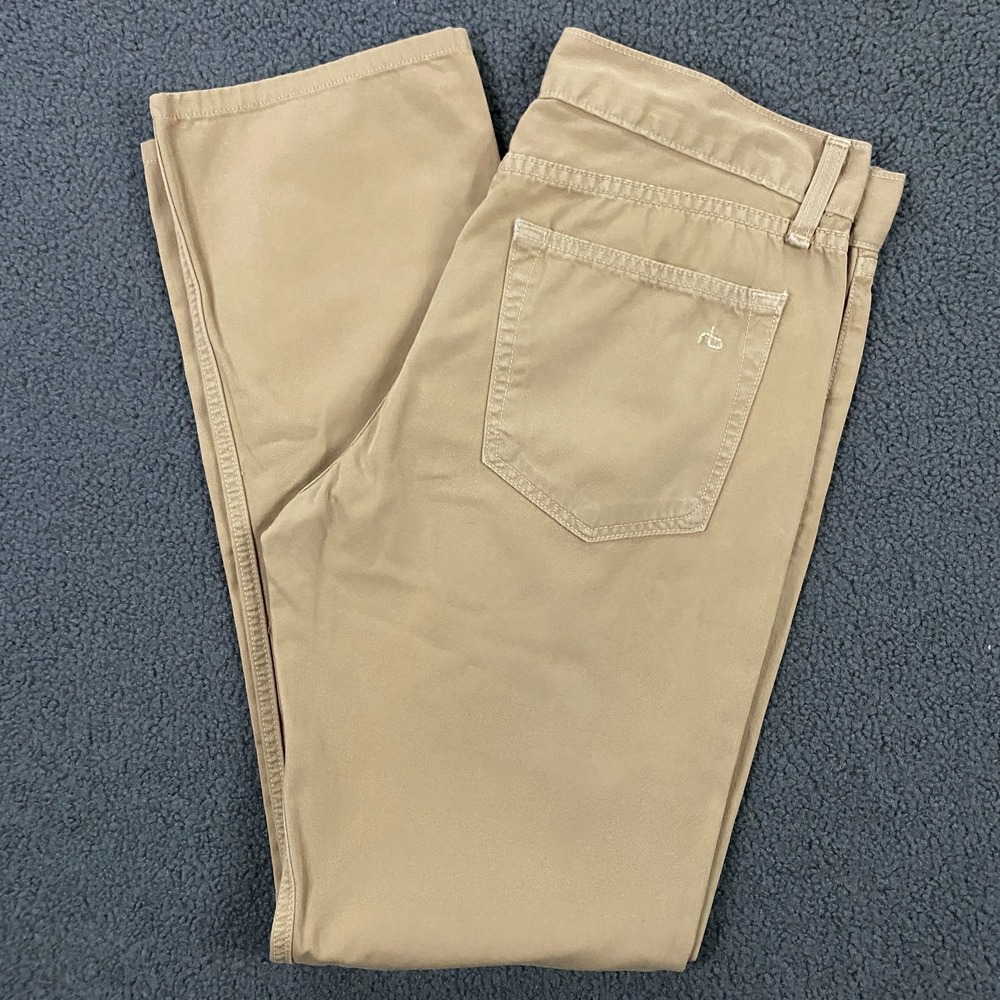 rag and bone RB 15X Slim Straight Pant Mens 31x30 Khaki 5-Pocket Button Fly‎